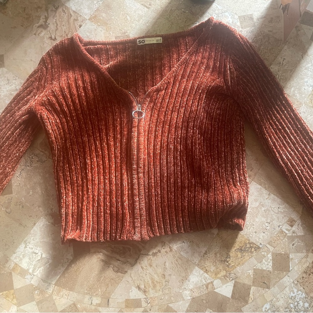 SO Brown Ribbed Knit Cardigan